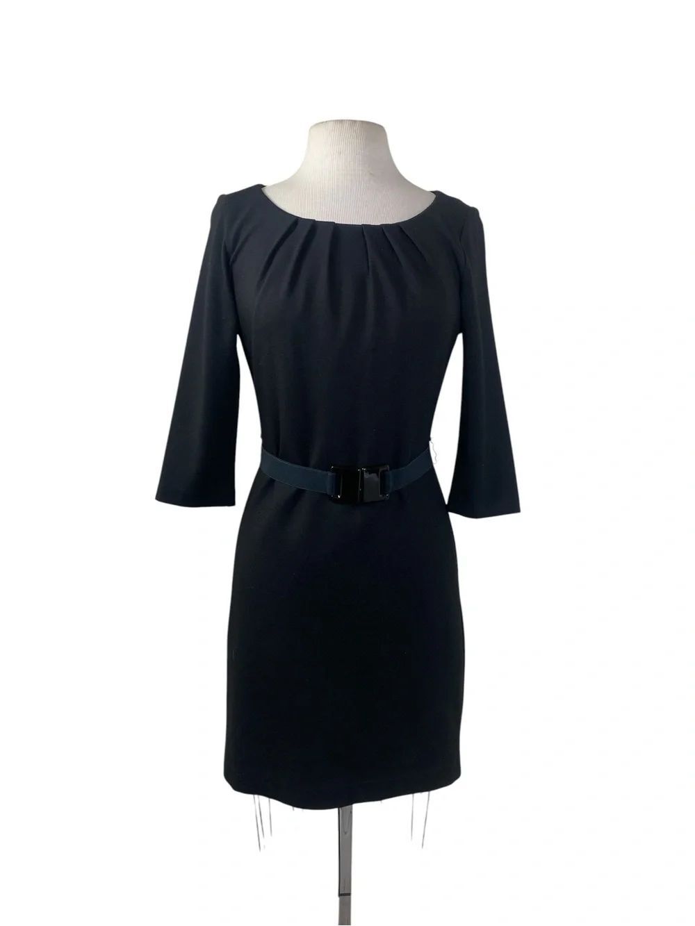 Trina Turk Black Long-Sleeve Belted Sheath Dress